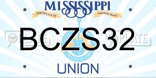 BCZS32 Mississippi License Plate