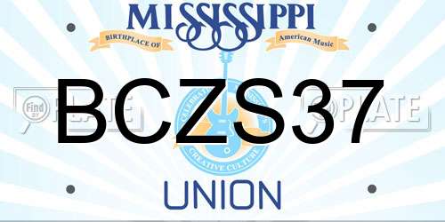 BCZS37 Mississippi License Plate