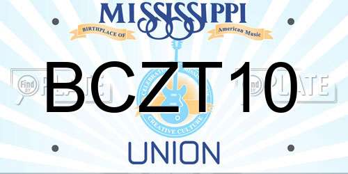BCZT10 Mississippi License Plate