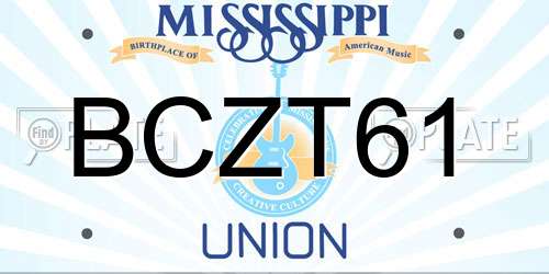 BCZT61 Mississippi License Plate