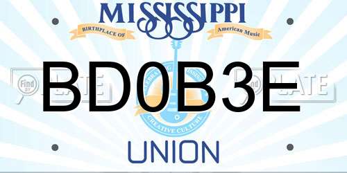BD0B3E Mississippi License Plate