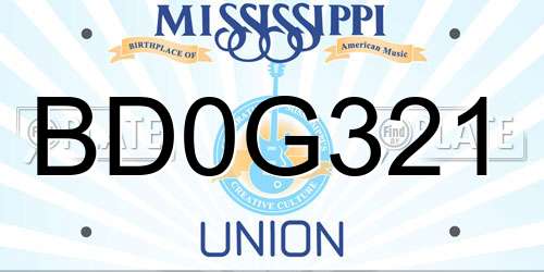 BD0G321 Mississippi License Plate