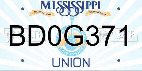 BD0G371 Mississippi License Plate