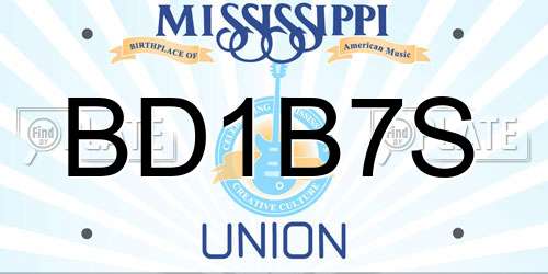 BD1B7S Mississippi License Plate