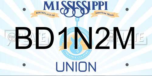 BD1N2M Mississippi License Plate