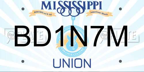 BD1N7M Mississippi License Plate