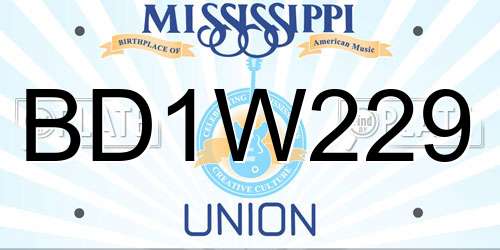 BD1W229 Mississippi License Plate