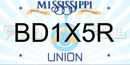 BD1X5R Mississippi License Plate