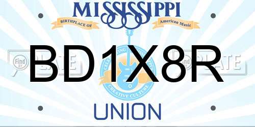BD1X8R Mississippi License Plate