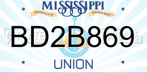 BD2B869 Mississippi License Plate