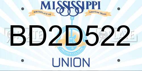 BD2D522 Mississippi License Plate