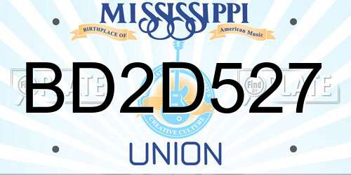 BD2D527 Mississippi License Plate