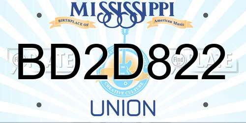 BD2D822 Mississippi License Plate