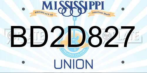 BD2D827 Mississippi License Plate