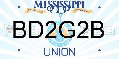 BD2G2B Mississippi License Plate