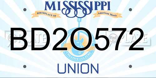 BD2O572 Mississippi License Plate