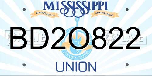 BD2O822 Mississippi License Plate