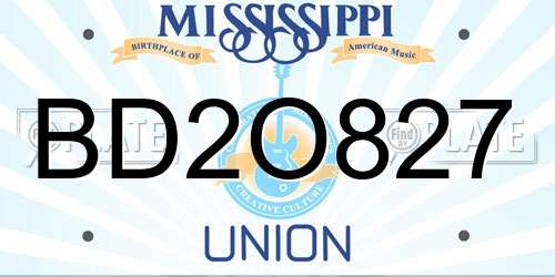 BD2O827 Mississippi License Plate