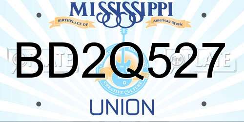 BD2Q527 Mississippi License Plate
