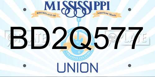 BD2Q577 Mississippi License Plate