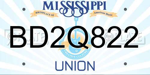 BD2Q822 Mississippi License Plate