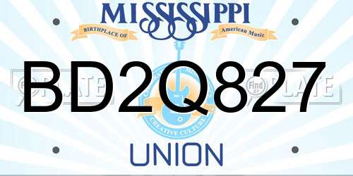 BD2Q827 Mississippi License Plate
