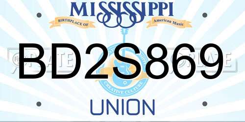 BD2S869 Mississippi License Plate