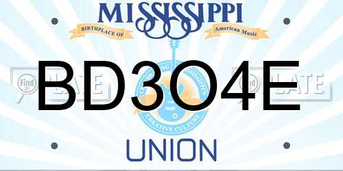 BD3O4E Mississippi License Plate