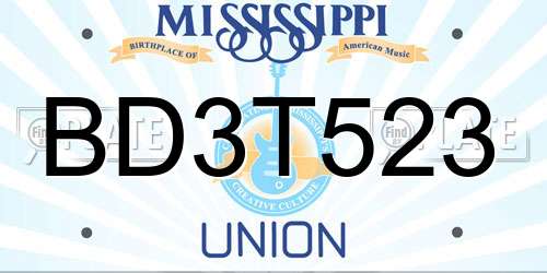 BD3T523 Mississippi License Plate