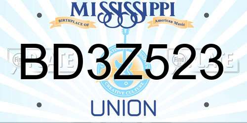 BD3Z523 Mississippi License Plate
