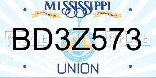 BD3Z573 Mississippi License Plate