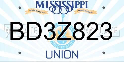 BD3Z823 Mississippi License Plate