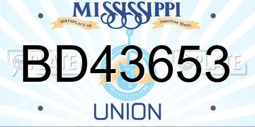 BD43653 Mississippi License Plate