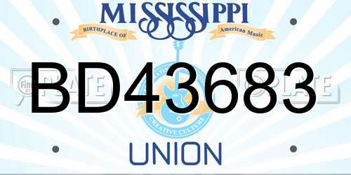 BD43683 Mississippi License Plate