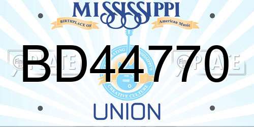 BD44770 Mississippi License Plate