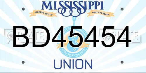 BD45454 Mississippi License Plate