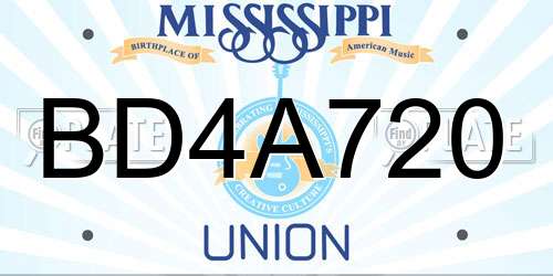 BD4A720 Mississippi License Plate