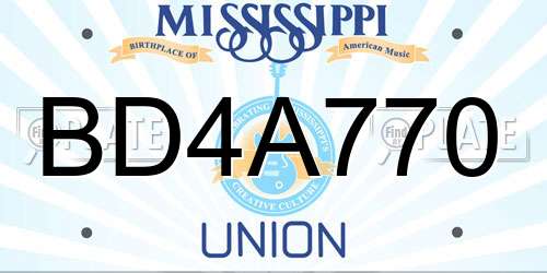 BD4A770 Mississippi License Plate