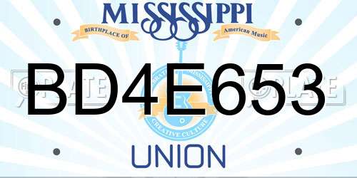 BD4E653 Mississippi License Plate