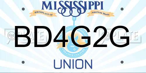 BD4G2G Mississippi License Plate
