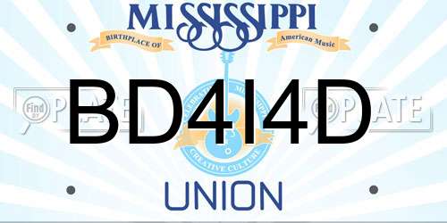 BD4I4D Mississippi License Plate