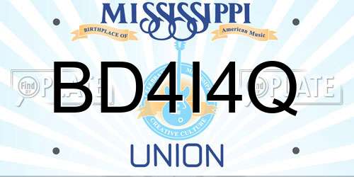 BD4I4Q Mississippi License Plate