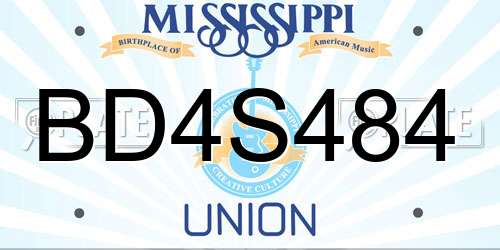 BD4S484 Mississippi License Plate