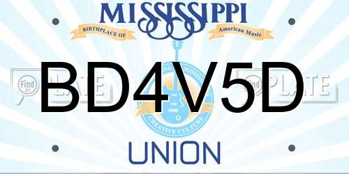 BD4V5D Mississippi License Plate