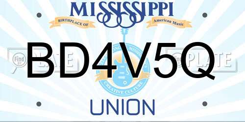 BD4V5Q Mississippi License Plate
