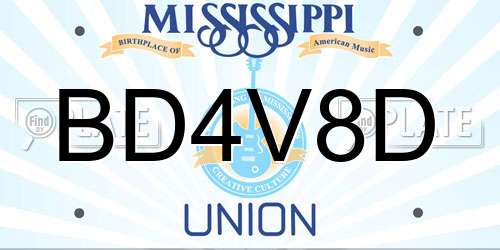 BD4V8D Mississippi License Plate