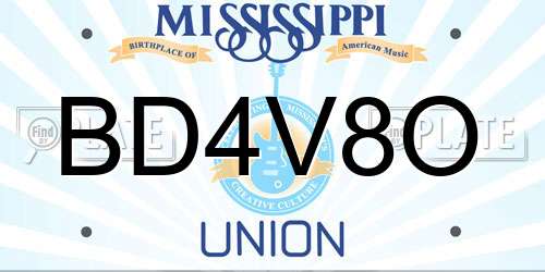 BD4V8O Mississippi License Plate