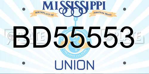BD55553 Mississippi License Plate
