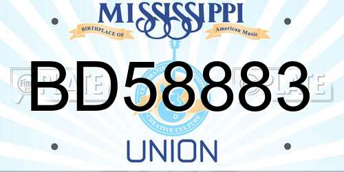 BD58883 Mississippi License Plate