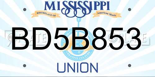 BD5B853 Mississippi License Plate